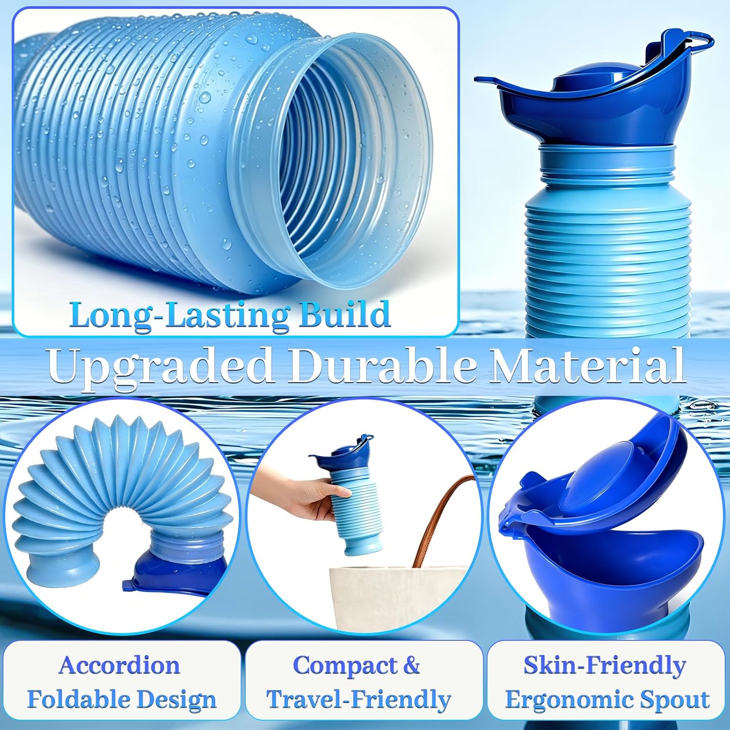 Scalable Emergency Urinal, 750ml Portable Toilet for Car, Portable Mini Outdoor Camping Travel Shrinkable Personal