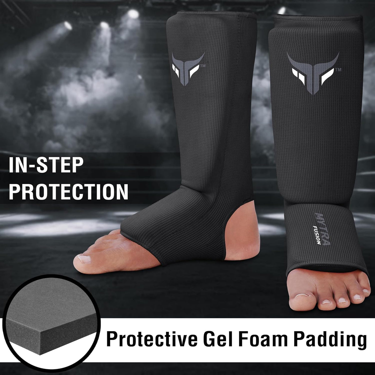 Kids Kickboxing Shin Guards, Elasticated Shin and Instep Protector for MMA, Muay Thai, Training, Sparring and Martial