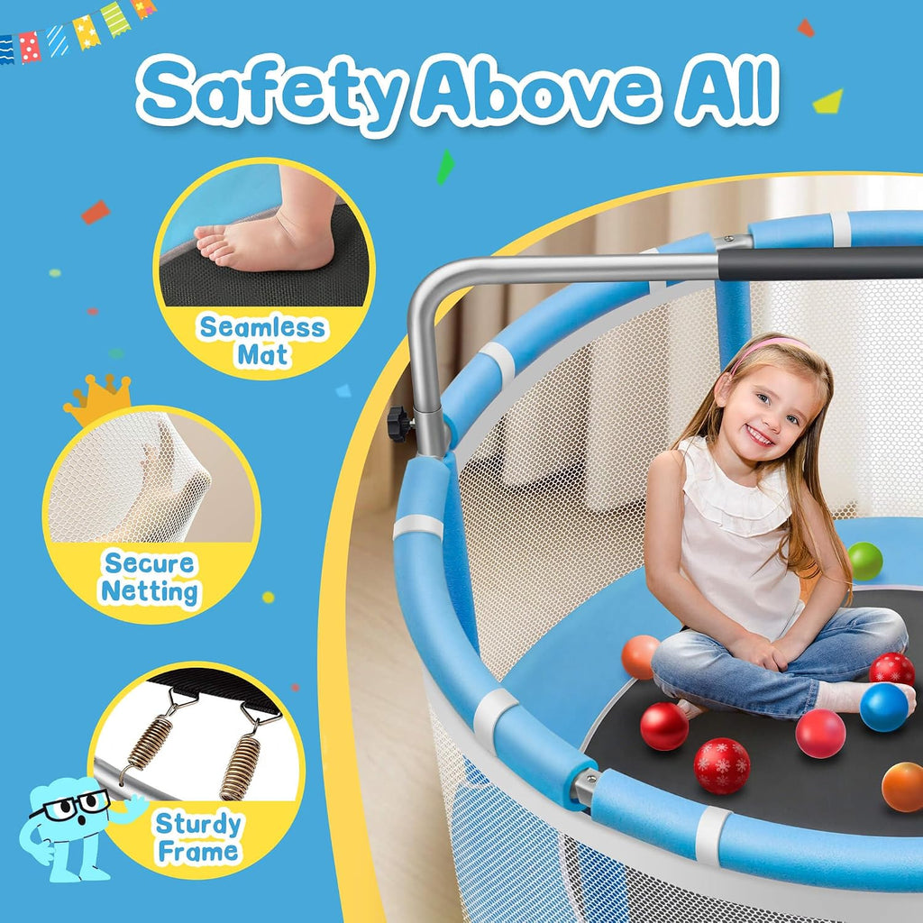 55" Kids/Toddler Trampoline with Safety Enclosure Net,Indoor & Outdoor 440LBS Capacity 6-in-1 Trampoline with