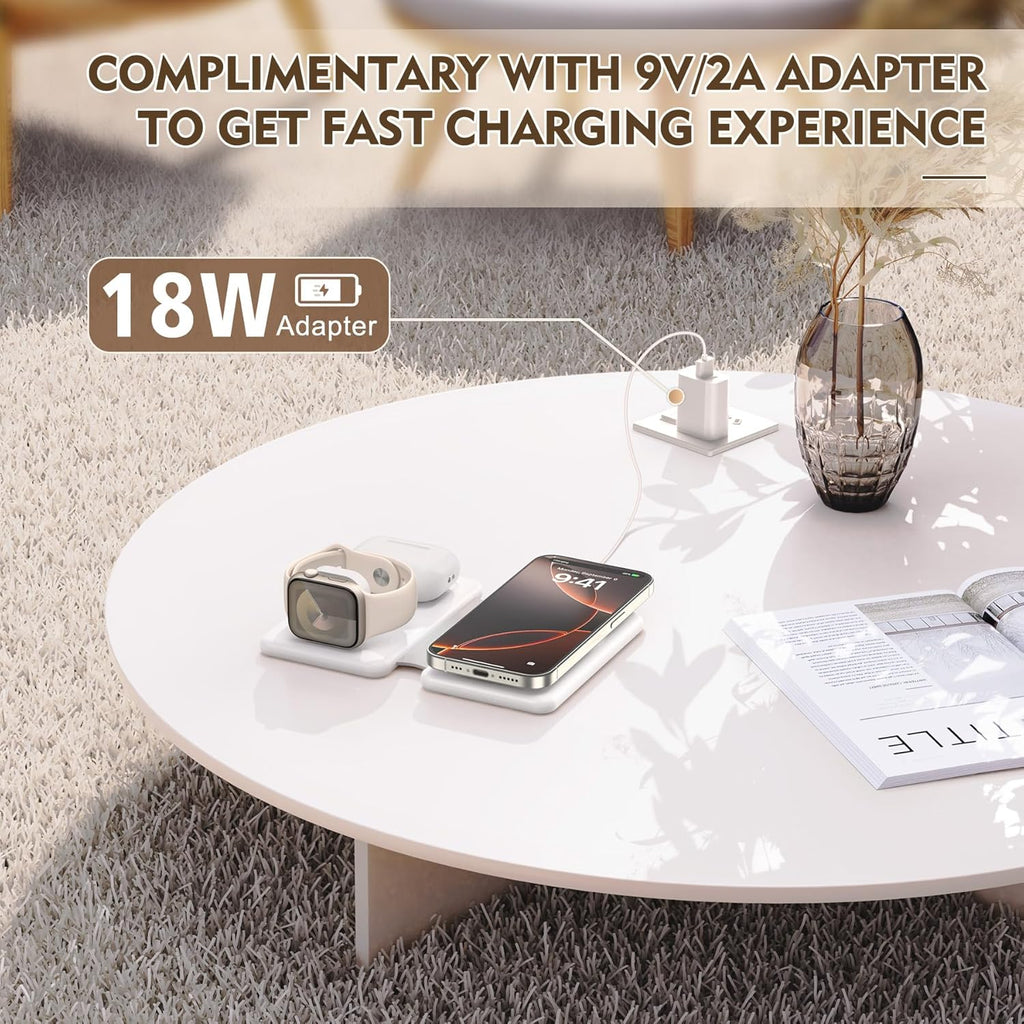 Magnetic Wireless Charger for iPhone: 3 in 1 Travel Charging Station for Apple Devices for iPhone 17 Air 16 15 14 13