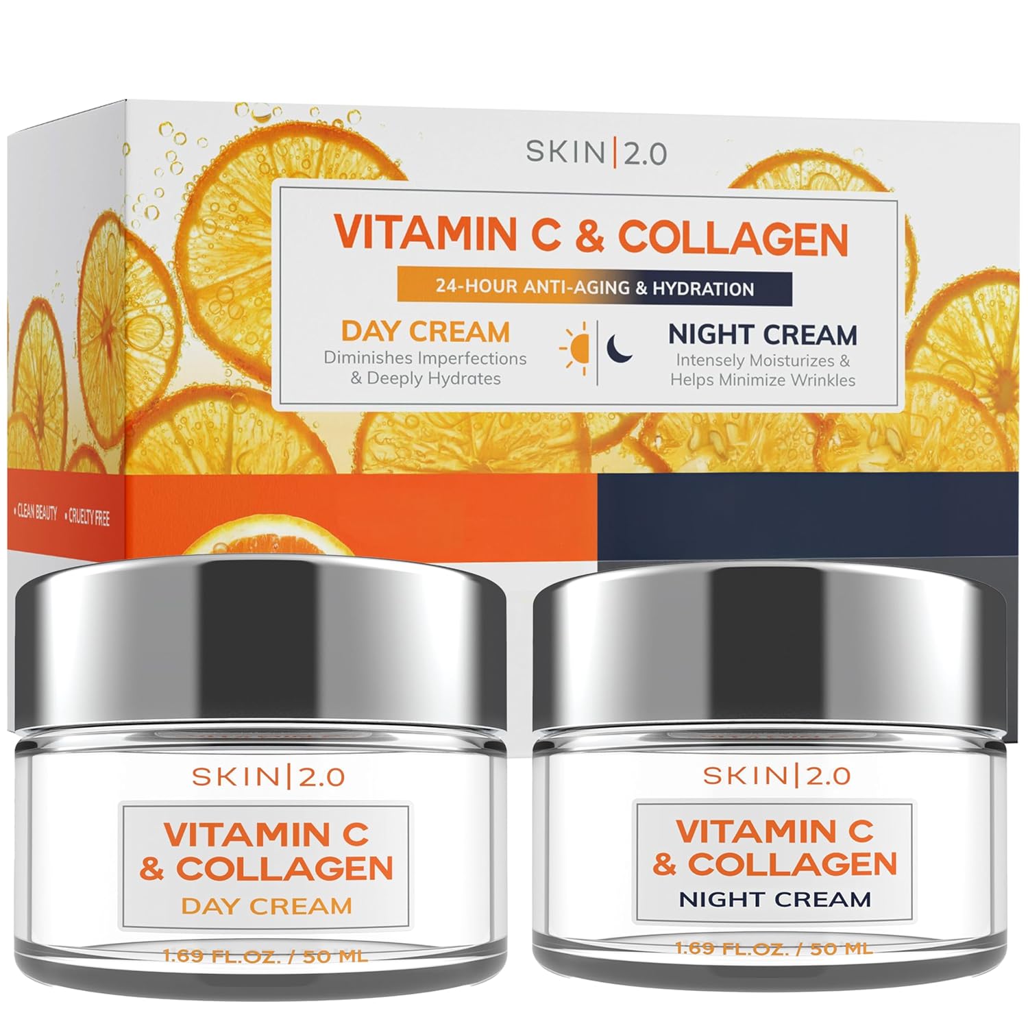 Vitamin C & Collagen Face Moisturizer – Anti Aging Day & Night Cream for Smooth & Radiant Skin, Firms & Restores Dull