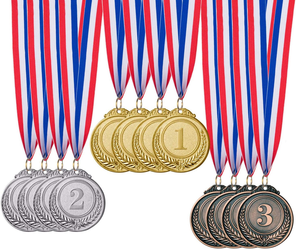 12 Piece Gold Silver Bronze Award Medals-Winner Medals Olympic Style | Gold Silver Bronze Medals Awards Medals for
