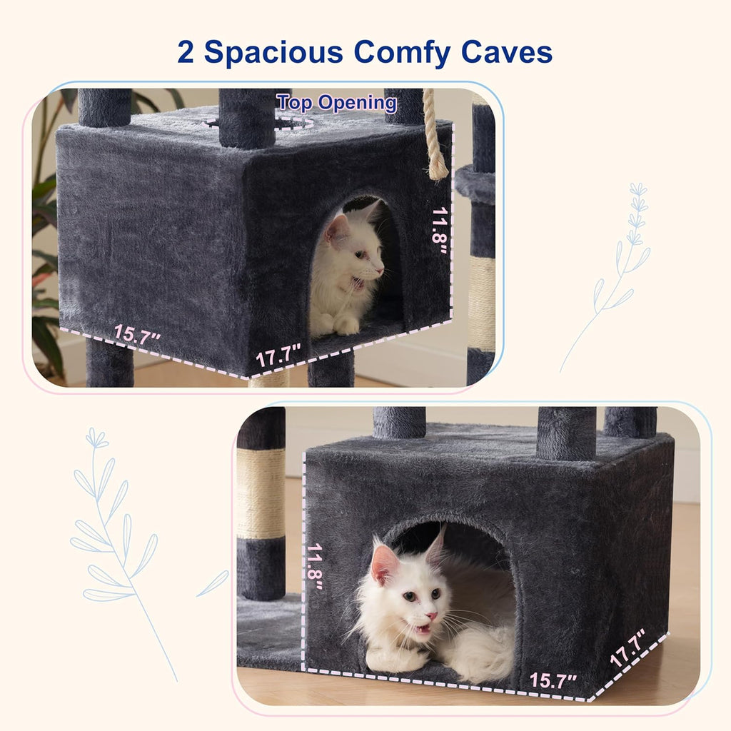 Maine Coon Cat Tree, Heavy Duty Cat Tree for Indoor Cats Large Adult, Cat Tower for Large Cats 20 lbs+ with Hammock