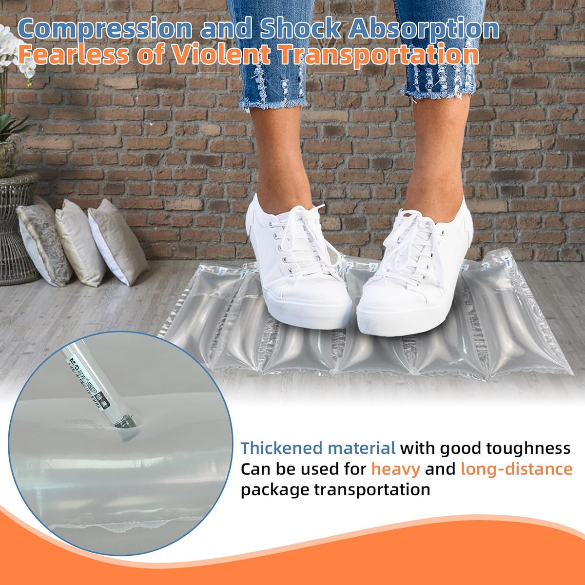 Air Pillows for Shipping with Pump, 400 Count Inflatable Packaging Air Bags, Shipping Box Filler Packing Materials