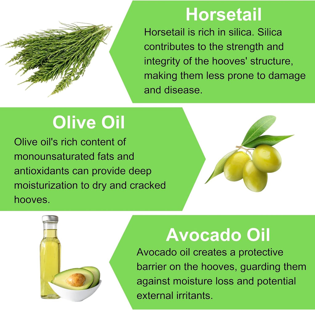 Hoof Oil - All Natural Hoof Conditioner for Horses with Hoof Oil Brush Applicator - Strengthens, Moisturizes and