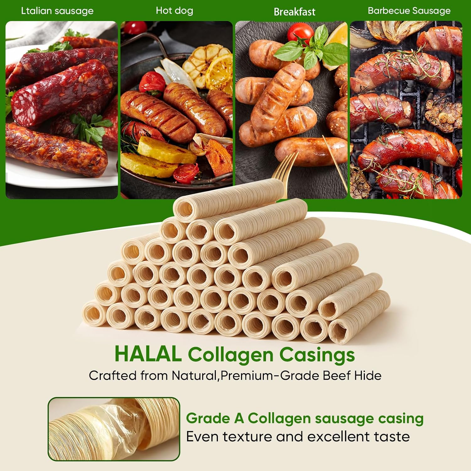 Edible Smoked Collagen Sausage Casings 26mm,15m/49ft,1 Roll