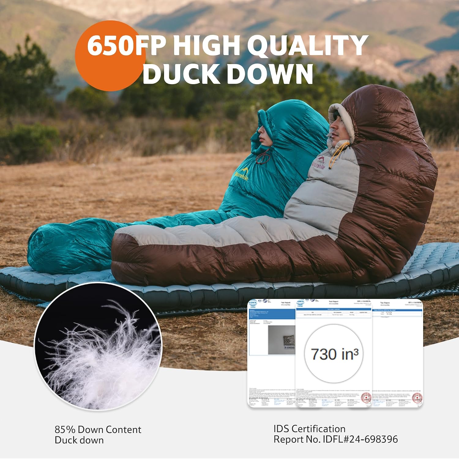 0 Degree RDS Down Mummy Sleeping Bag for Adults, 650 Fill Power, Cold Weather Backpacking Sleeping Bag for Camping