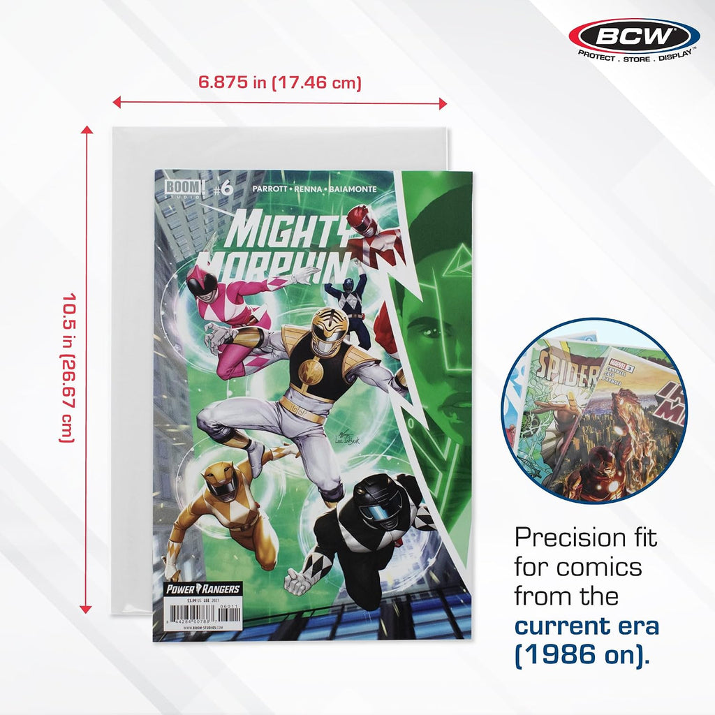 Modern Comic Bags and Backing Boards, Acid-Free, 200 Sets, 400 Pieces | Includes 200 acid-free sleeves and 200 rigid