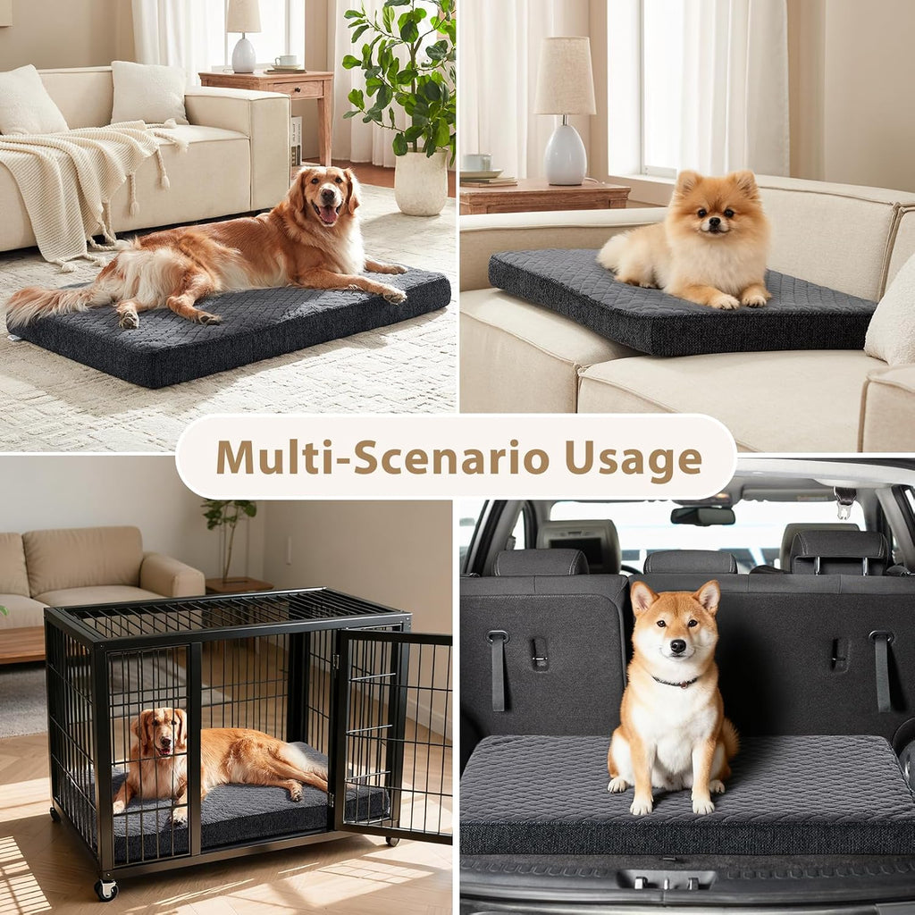 Orthopedic XL Dog Bed for Large Dogs, Waterproof Dog Bed for Crate with Washable Removable Cover, Extra Thick
