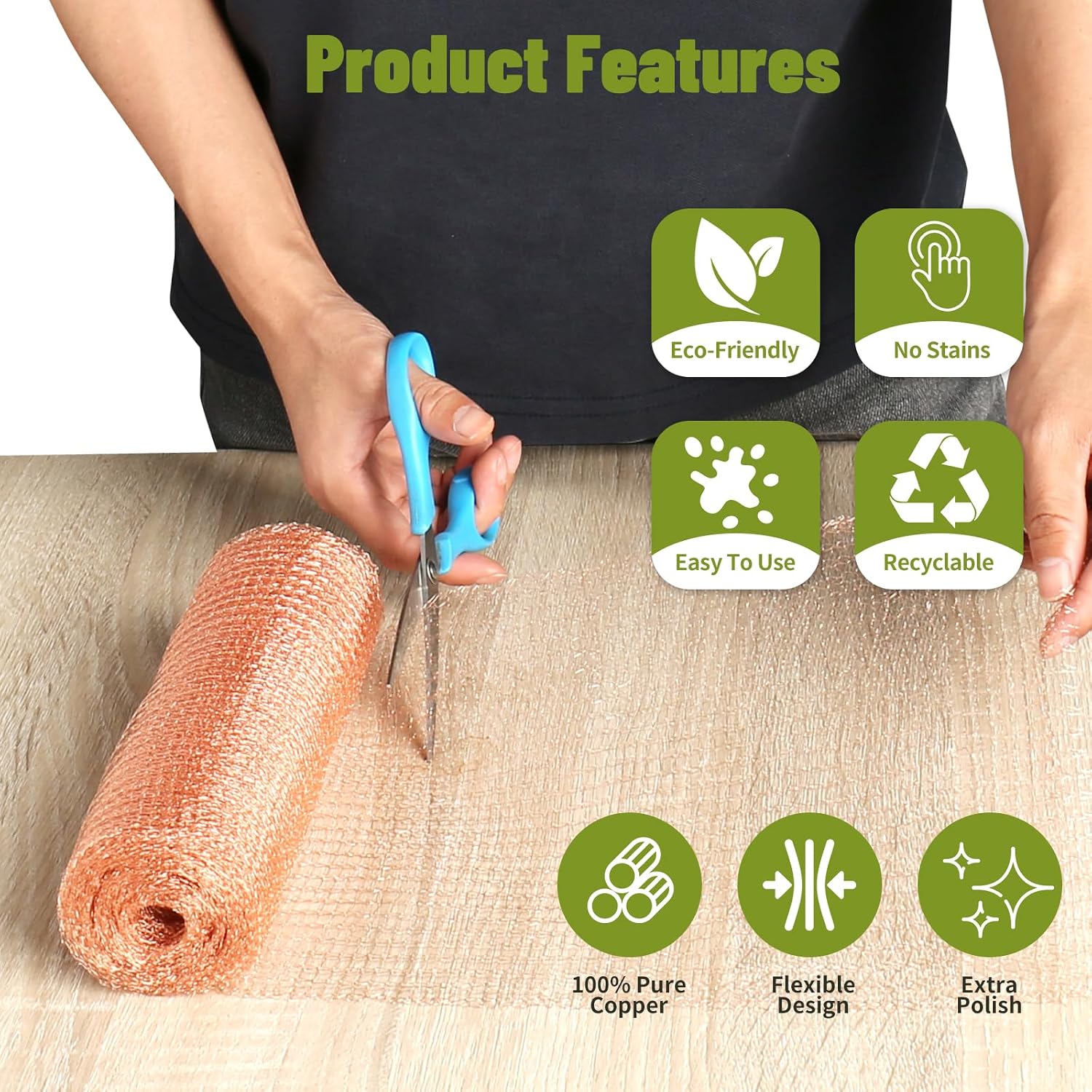 Copper Mesh Roll for Mice Rodent Rat, Sturdy 5'' x 33Ft & 8'' x 33Ft Copper Wool Mouse Trap Hole Filler for Bat Snail