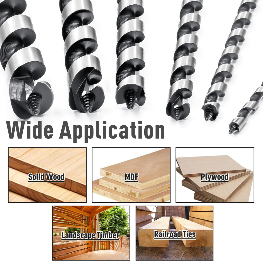 7/8 Inch x 12 Inch Long Ship Auger Drill Bit Set for Wood