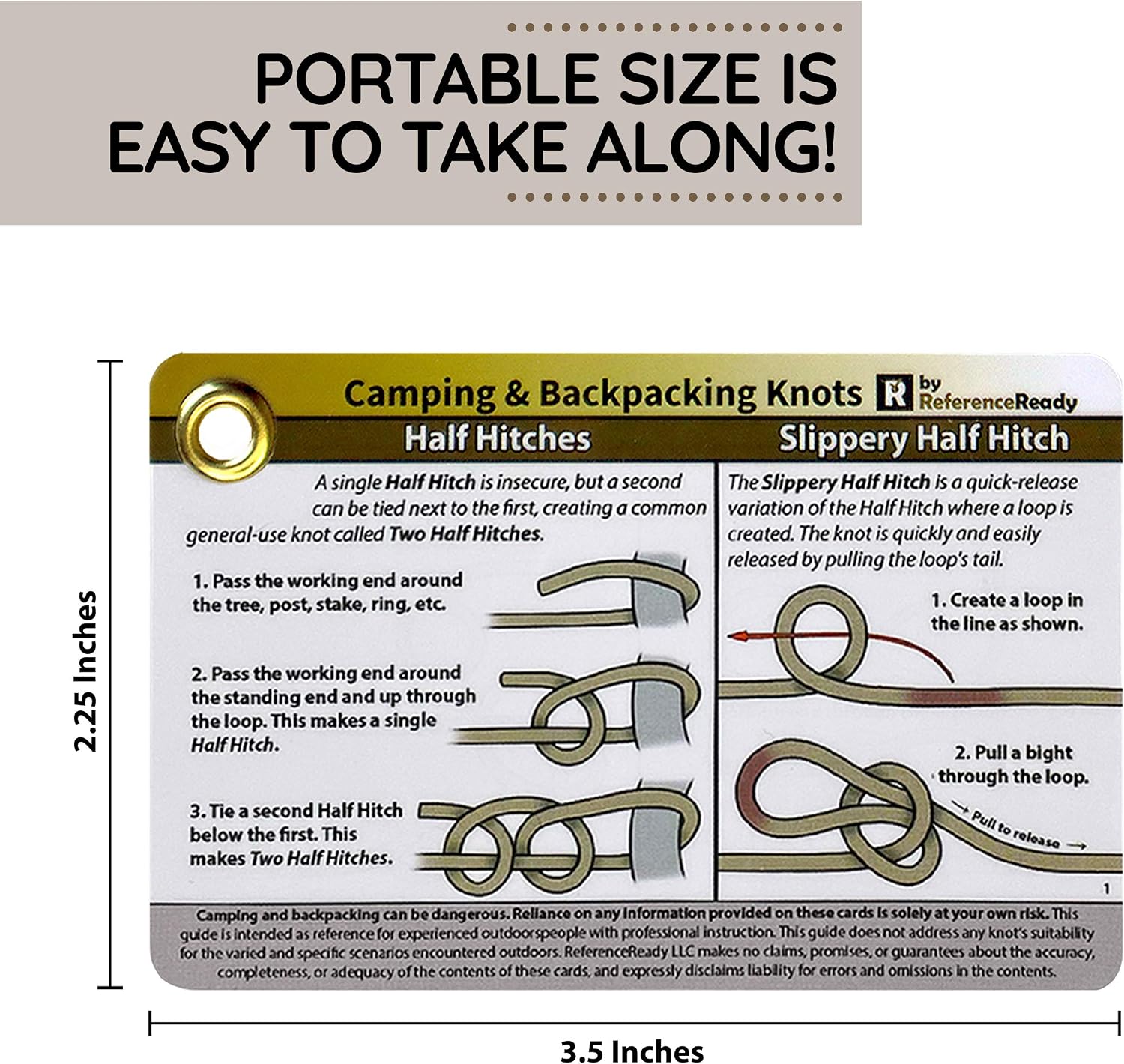 Outdoor Knot Cards: 22 Knots – Camping, Backpacking, Scouts | Waterproof pocket guide with mini carabiner for