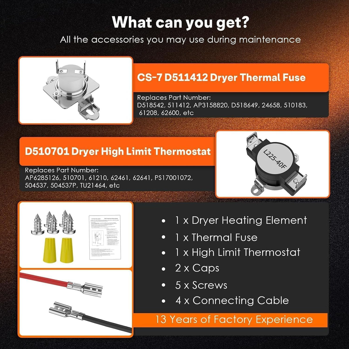 Dryer Heating Element Kit for Speed Queen Dryer Parts