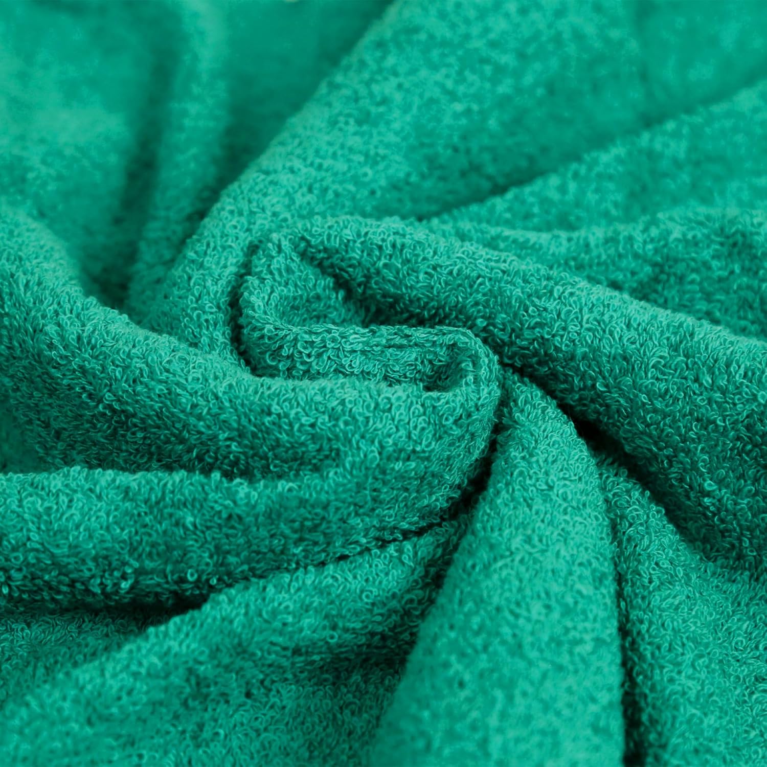 6-Piece Oversized Fade-Resistant Towel Set, 100% Cotton, Highly Absorbent, Soft, Teal, 2 Bath Towels, 2 Hand Towels