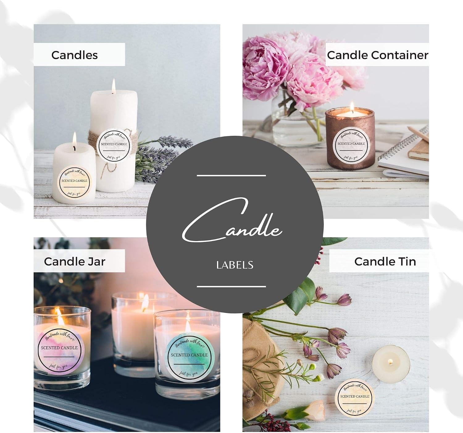 Watercolor Candle Label Roll 2 Inch 300pcs Waterproof | Candle Labels for Candle Making Supplies, Candle Tins, Candle