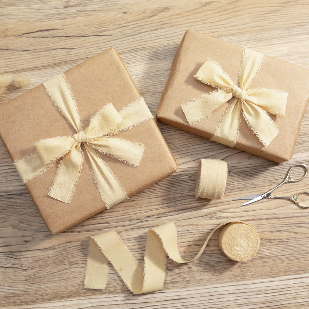 Nude Frayed Cotton Ribbon, 1 Inch, 15 Yards