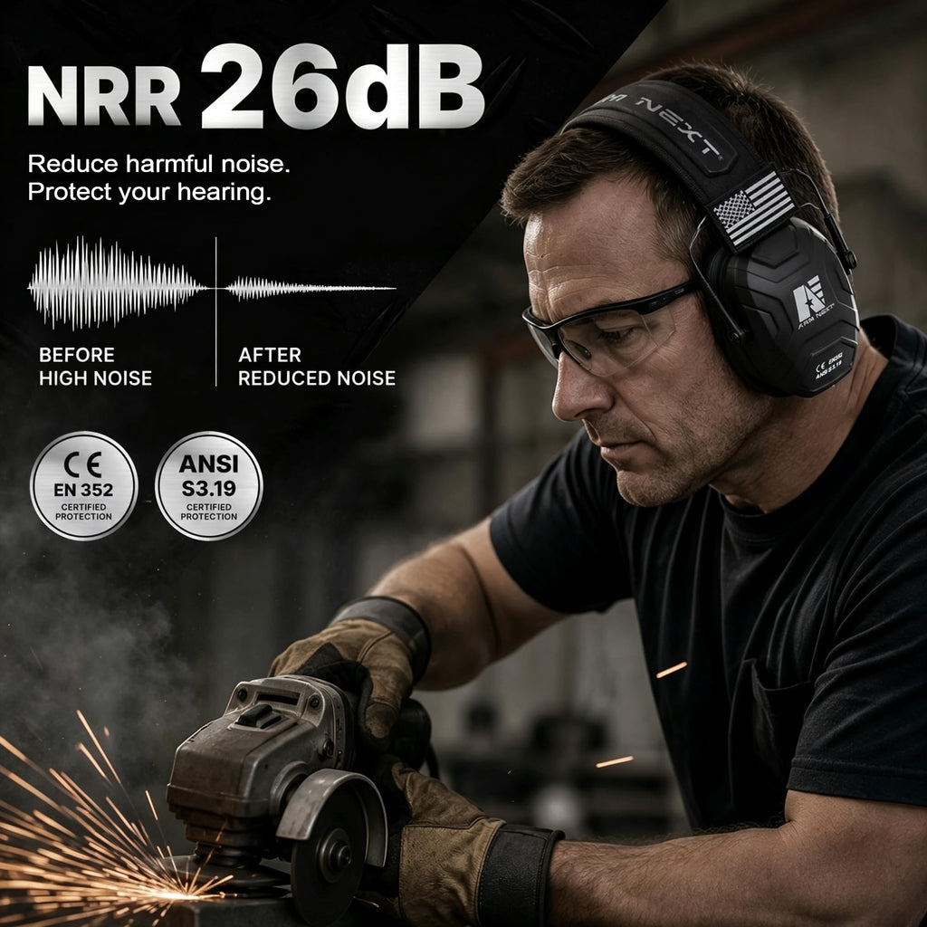 Noise Reduction Ear Muffs,Foldable Shooting Ear Protection,BLACK
