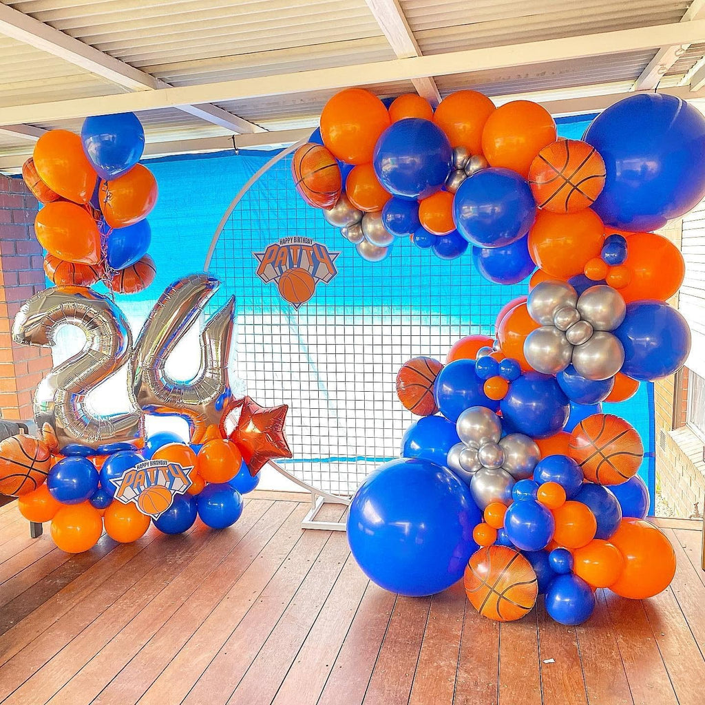 Dusty Blue Sport Theme Birthday Party Balloons Garland Arch Kit with 149pcs Football Vollyball Soccer Baseball