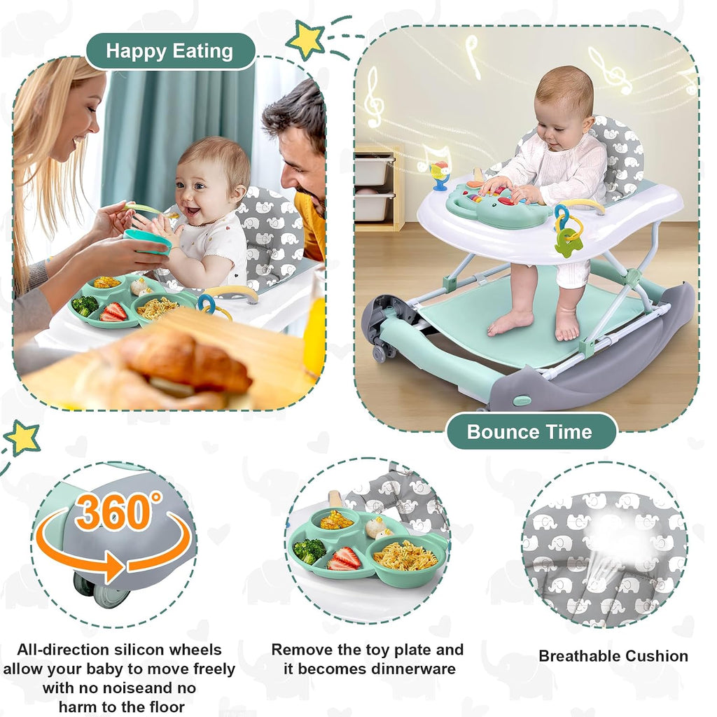 Foldable Baby 5-in-1 Activity Walker - Rocker, Activity Center, Bouncer, Seat Walker, Push Walker - Adjustable Speed