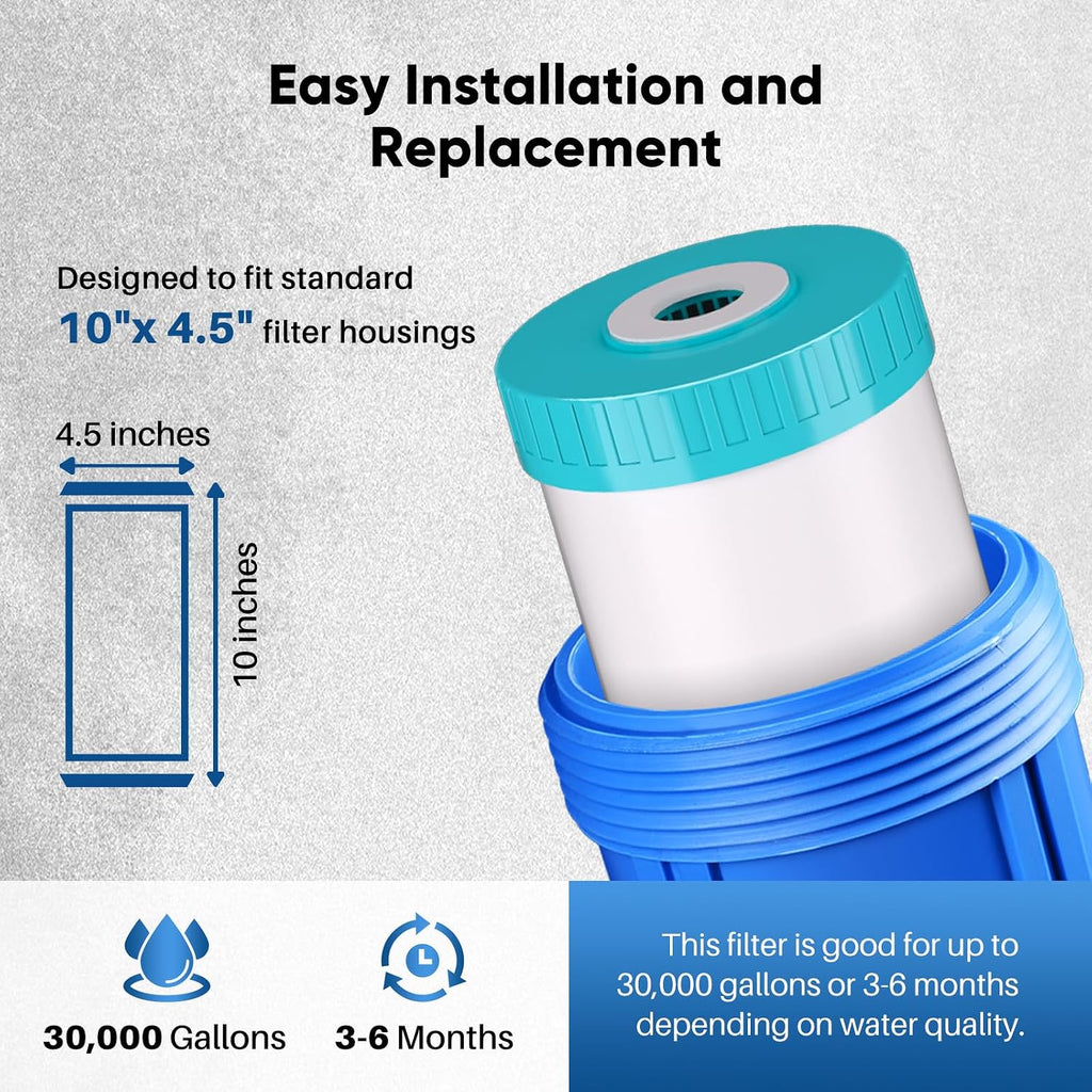 10"x4.5" Whole House Iron & Manganese Reduce Water Filter, 1 Pack