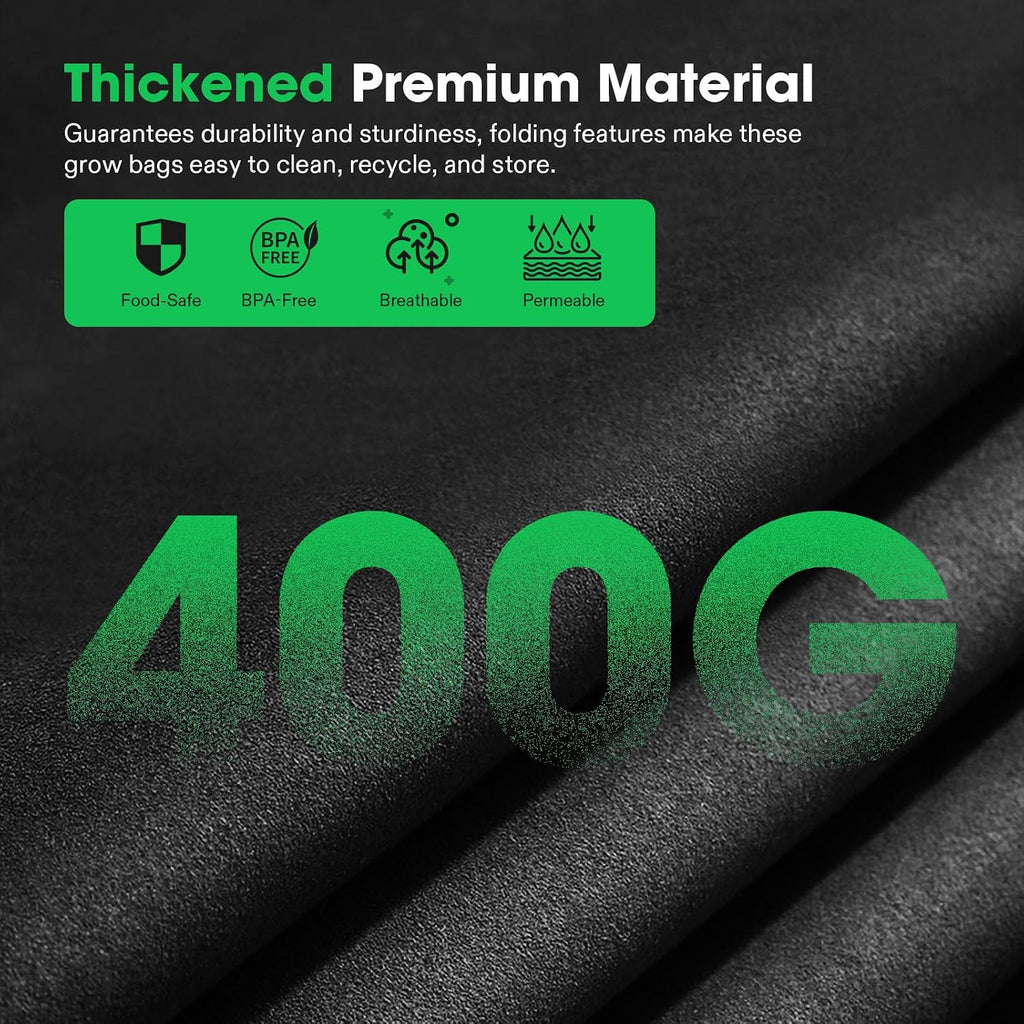 VIVOSUN 3-Pack 10 Gallon 2-Grid Grow Bags, 400G Fabric Pots with Handles | 400G Thickened Nonwoven Fabric, 2-Grid