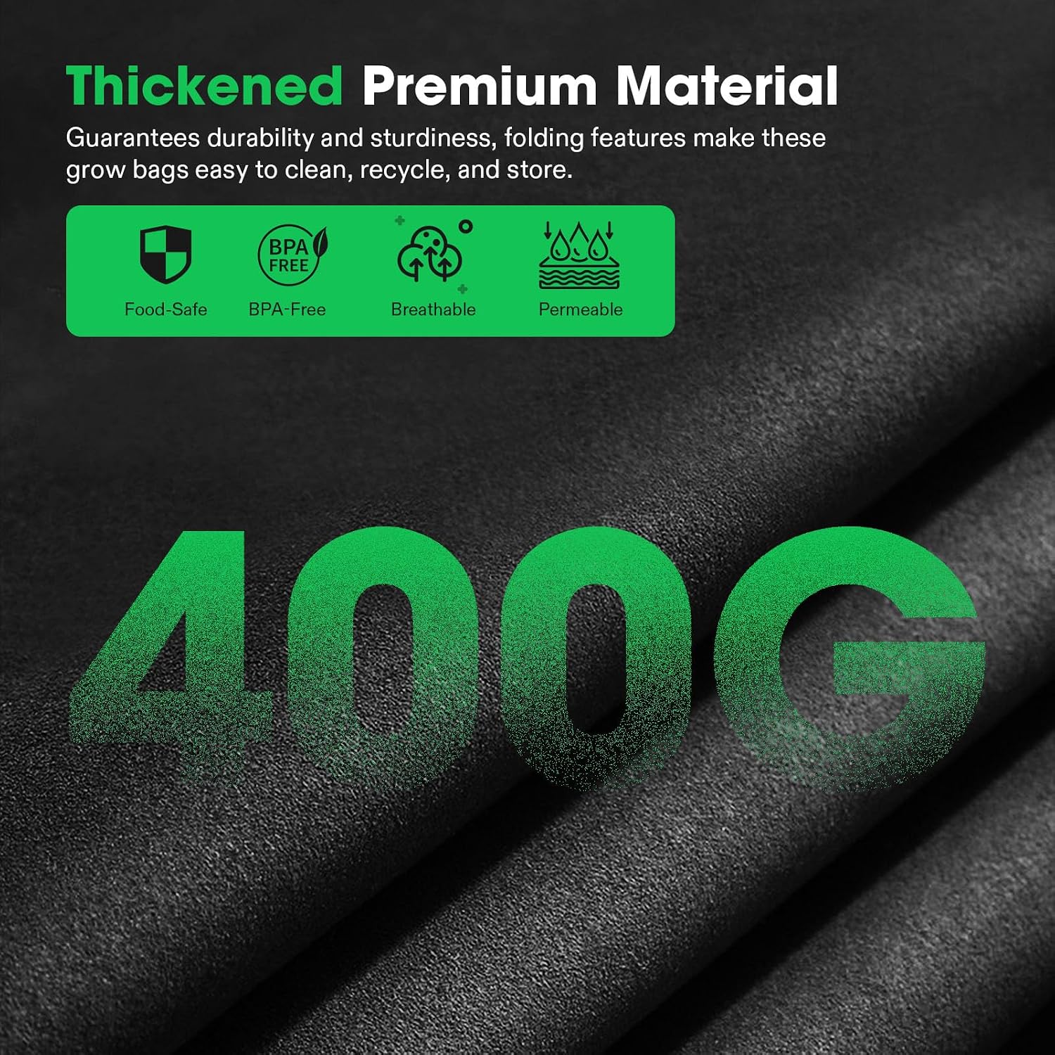 VIVOSUN 3-Pack 10 Gallon 2-Grid Grow Bags, 400G Fabric Pots with Handles | 400G Thickened Nonwoven Fabric, 2-Grid
