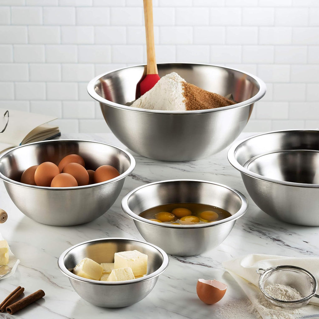 Stainless Steel Mixing Bowls Set, Dishwasher Safe, 6 Piece Metal Mixing Bowls For Kitchen, Nesting, Large, Small, Big