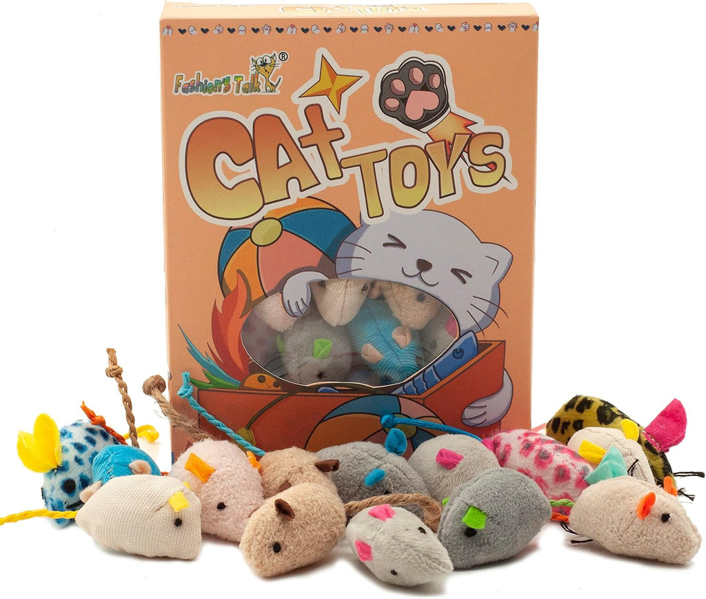 Mouse Cat Toys Soft Plush Catnip Mice Assorted Style Variety Pack 32 Count