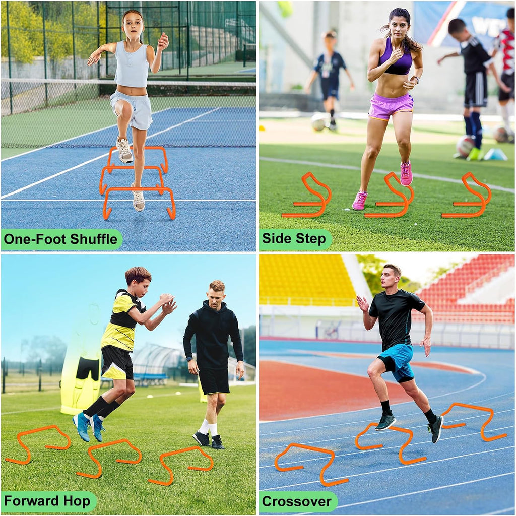 Agility Hurdles Training Equipment - Speed Hurdles and Soccer Cones with Carrying Bag for Soccer, Football, and Track