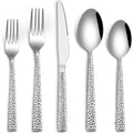 Hammered Silverware Set, 60-Piece Stainless Steel Flatware for 12, Modern Eating Utensils Tableware Cutlery for