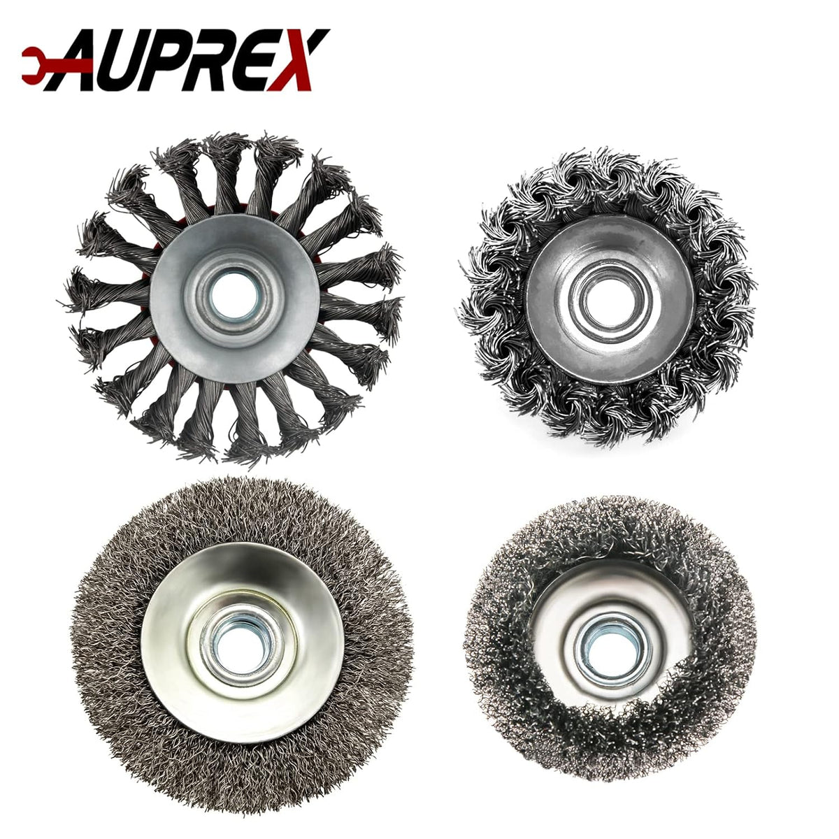 AUPREX 4 Pack Wire Wheel&Cup Brush Set for 4-1/2 Angle Grinder