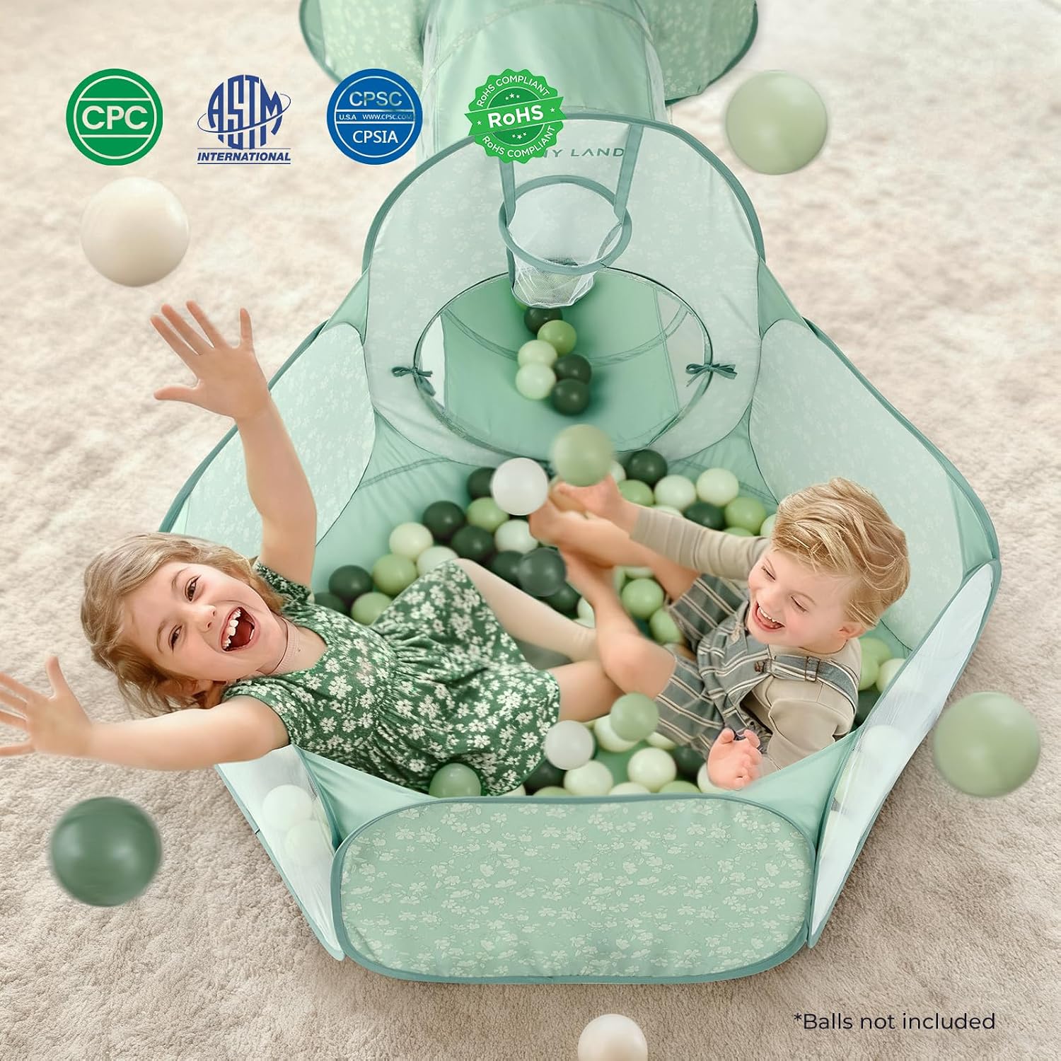 3-in-1 Kids Play Tunnel with Ball Pit & Tent, Pop-Up Indoor Toy | Foldable Crawl Tunnel Set With Breathable Mesh
