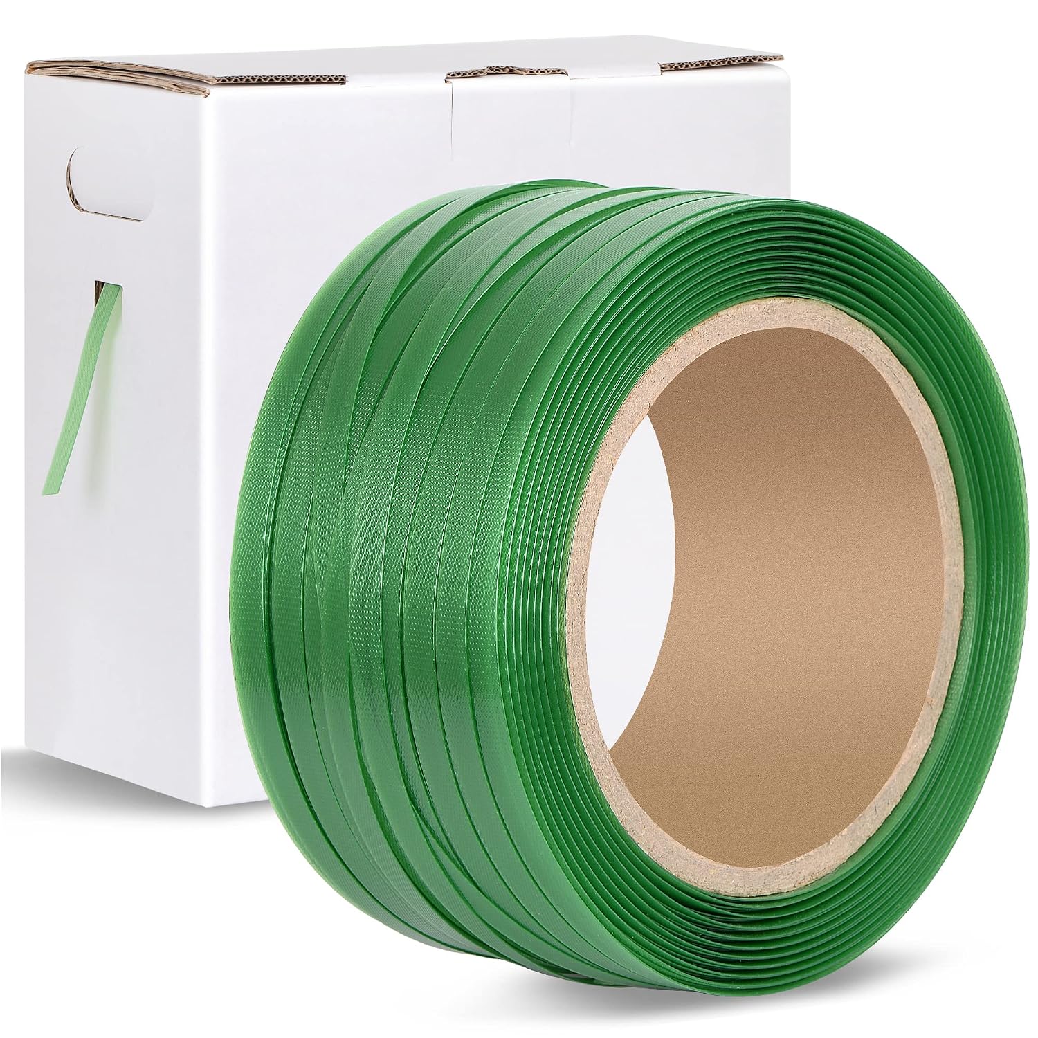 Heavy Duty Packaging Strapping Banding Roll - Green Polyester PET Industrial-Grade, 1000' x 5/8" x 0.035" Pallet