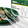 360 Count Extra Sturdy Plastic Silverware[150 Forks 150 Spoons 60 Knives]