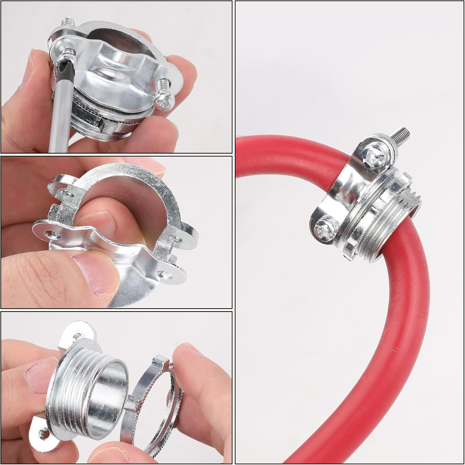 Cable Connectors, 20PCS 1/2" 3/4" 1” Clamp Type Cable Connectors Assortment for Metallic Conduit Protect Cables