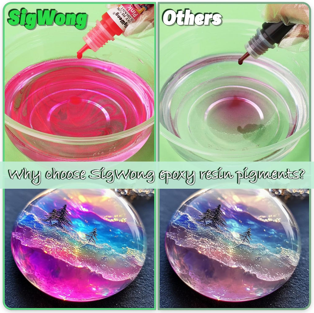 Epoxy Resin Color Pigment – 24 Colors Liquid Epoxy Dye Set with 6 Glitters, Highly Concentrated, Non-Toxic Resin