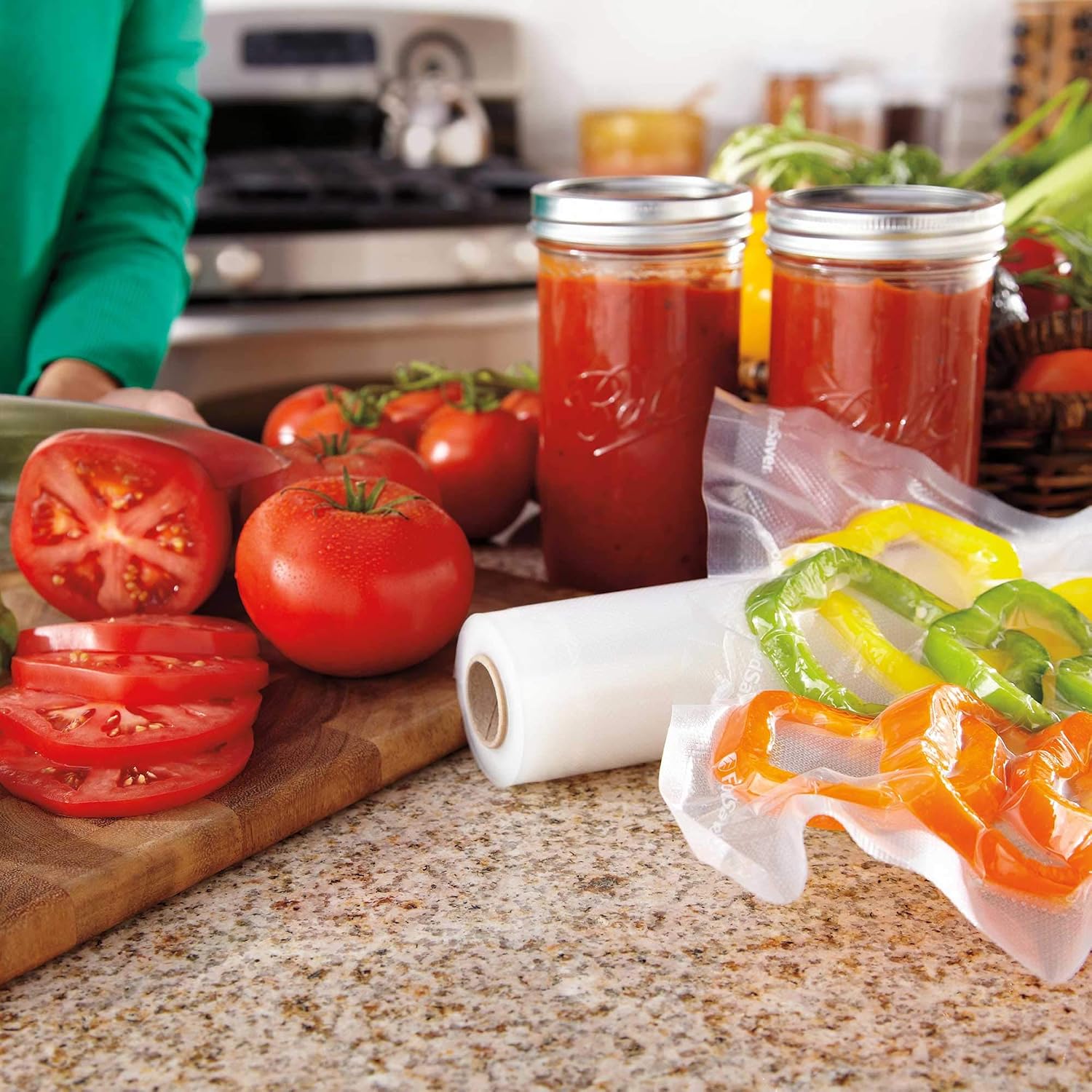 Custom Length Vacuum Sealer Bags Multipack, 5 Count Rolls for Airtight Food Storage and Sous Vide - Compatible with