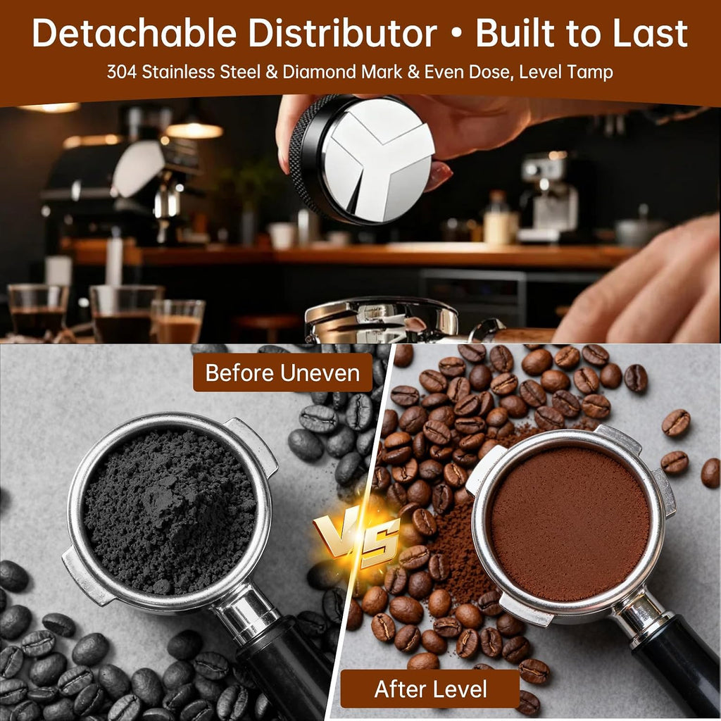 51mm Espresso Accessories Kit, 9 Pcs Espresso Tamper Tools Set | Calibrated Tamper, Acacia Wood Station, Distributor