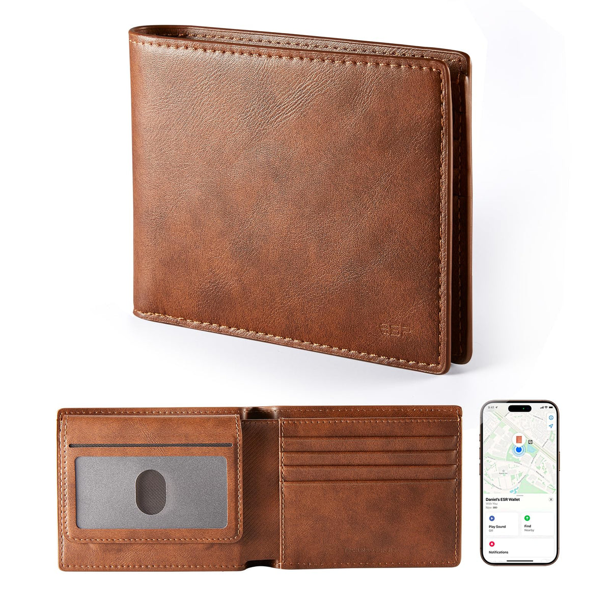Wallet for Men with Find My Functionality, Holds 9 Cards and 15 Bills