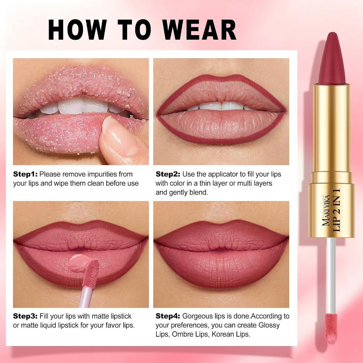Hot Pink Lip Liner Silver Lip Gloss Combo for Women