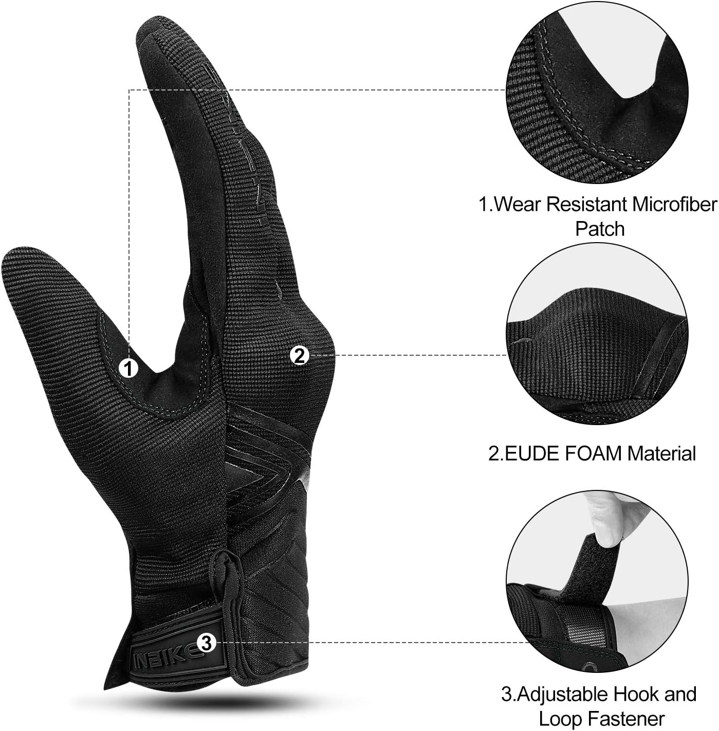 Motorcycle Gloves Breathable Mesh Touchscreen Hard Knuckles | Anti-Wear Polyester Microfiber,TPR Palm Grip,EUDE Foam