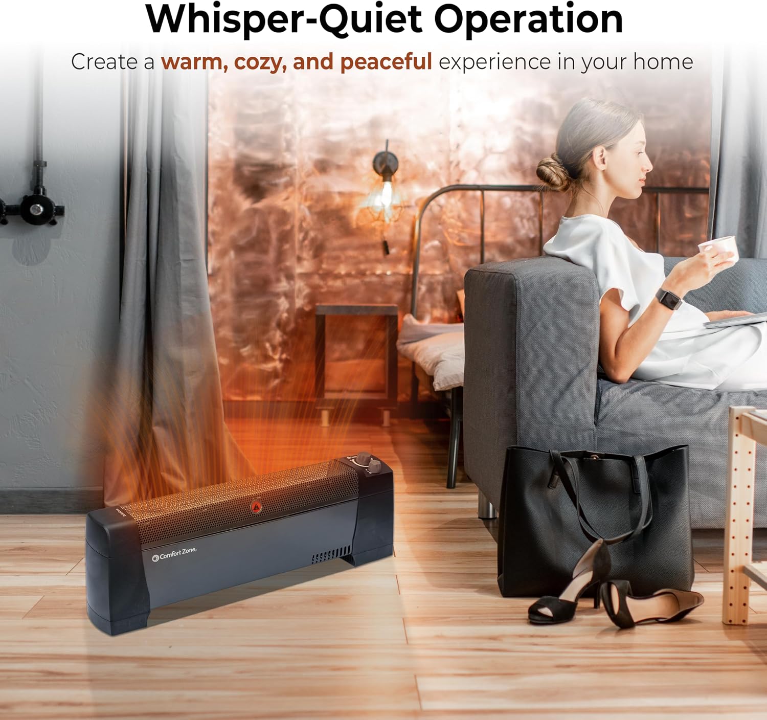 Comfort Zone Convection Baseboard Space Heater with Manual Thermostat | Convection baseboard heater with 2 heat