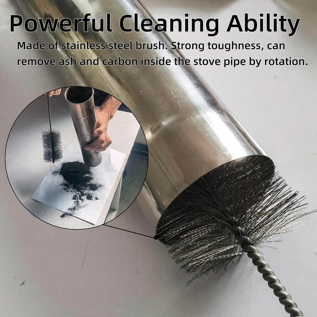 Chimney Brush, Stainless Steel Bristles, 2.5in, Silvery, 11.8in Length, 1.9oz