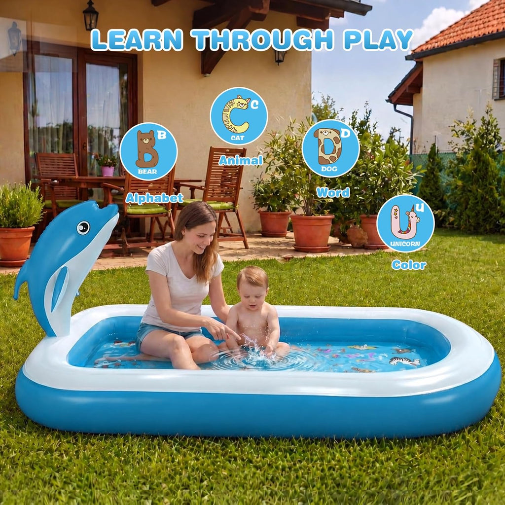 Splash Pads for Toddlers 1-3, Dolphin Toy Sprinkler for Kids, Outdoor Play Mat for Babies, 68" Backyard Inflatable