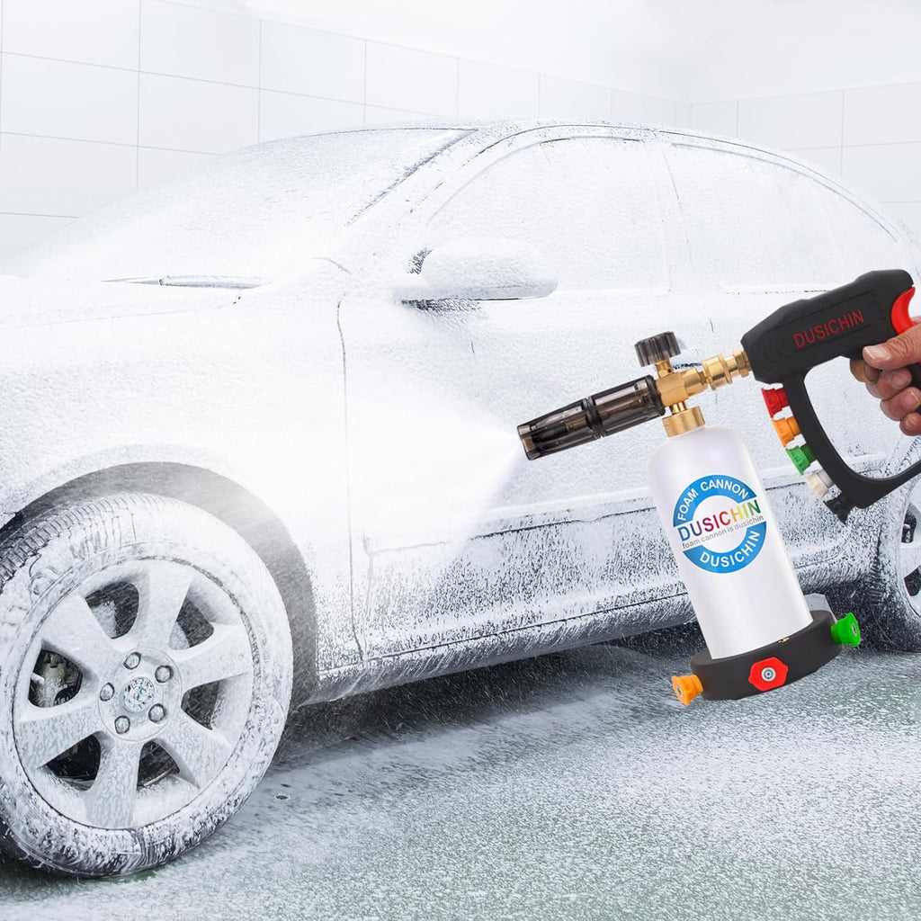 SFL-001 Foam Cannon Snow Foam Lance Pressure Washer Jet Wash Quick Release Adjustable Nozzle 1/4 Inch Male Fitting