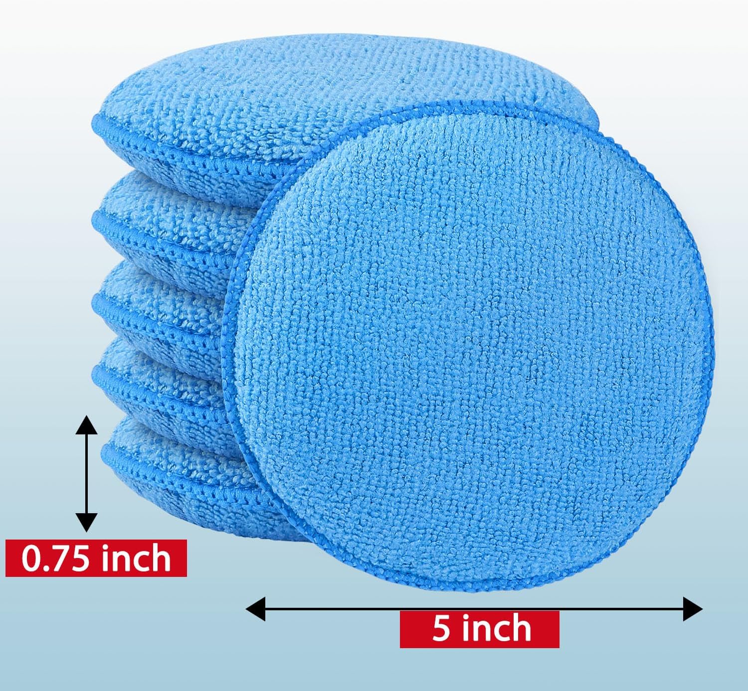 Microfiber Wax Applicator Pads, 5 Inch Round Foam Buffing & Detailing Polishing Pads, Reusable Car Wax Applicator for
