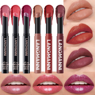 6Pcs Velvet Matte Lipstick Set, Nude to Dark Shades, Long-Lasting