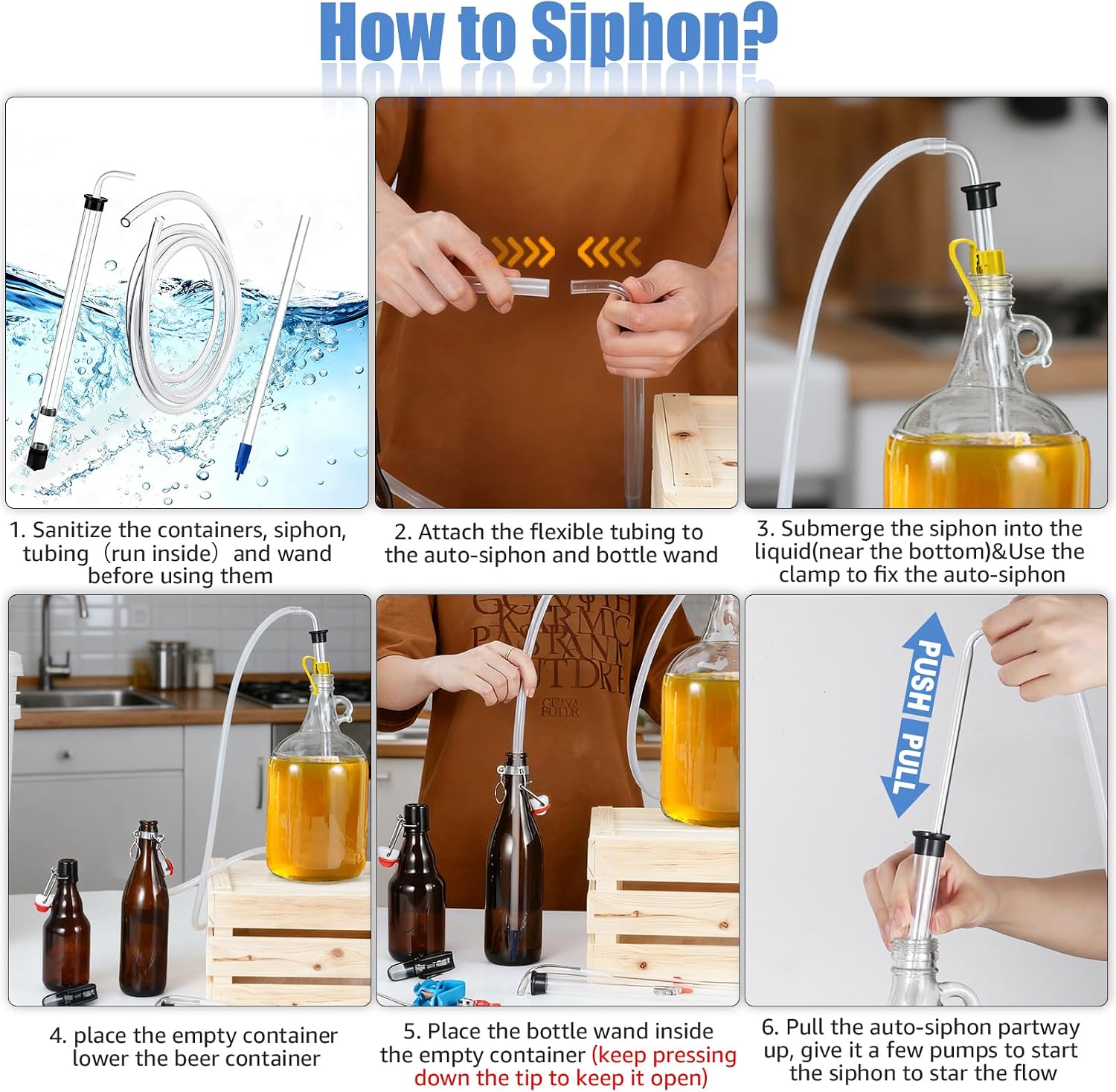14” Auto Siphon with 12.” Bottle Wand & 5.5FT Food-Grade Silicone | Beer Wine Siphon Racking Cane fit Liquid