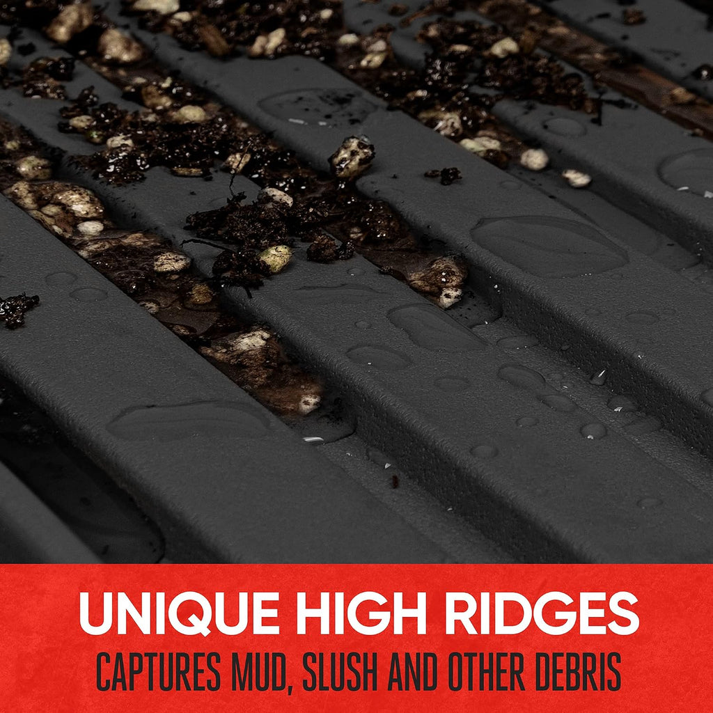 FlexTough Advanced Black Rubber Car Floor Mats – Heavy Duty Trim to Fit All Weather Floor Mats for Cars Truck SUV