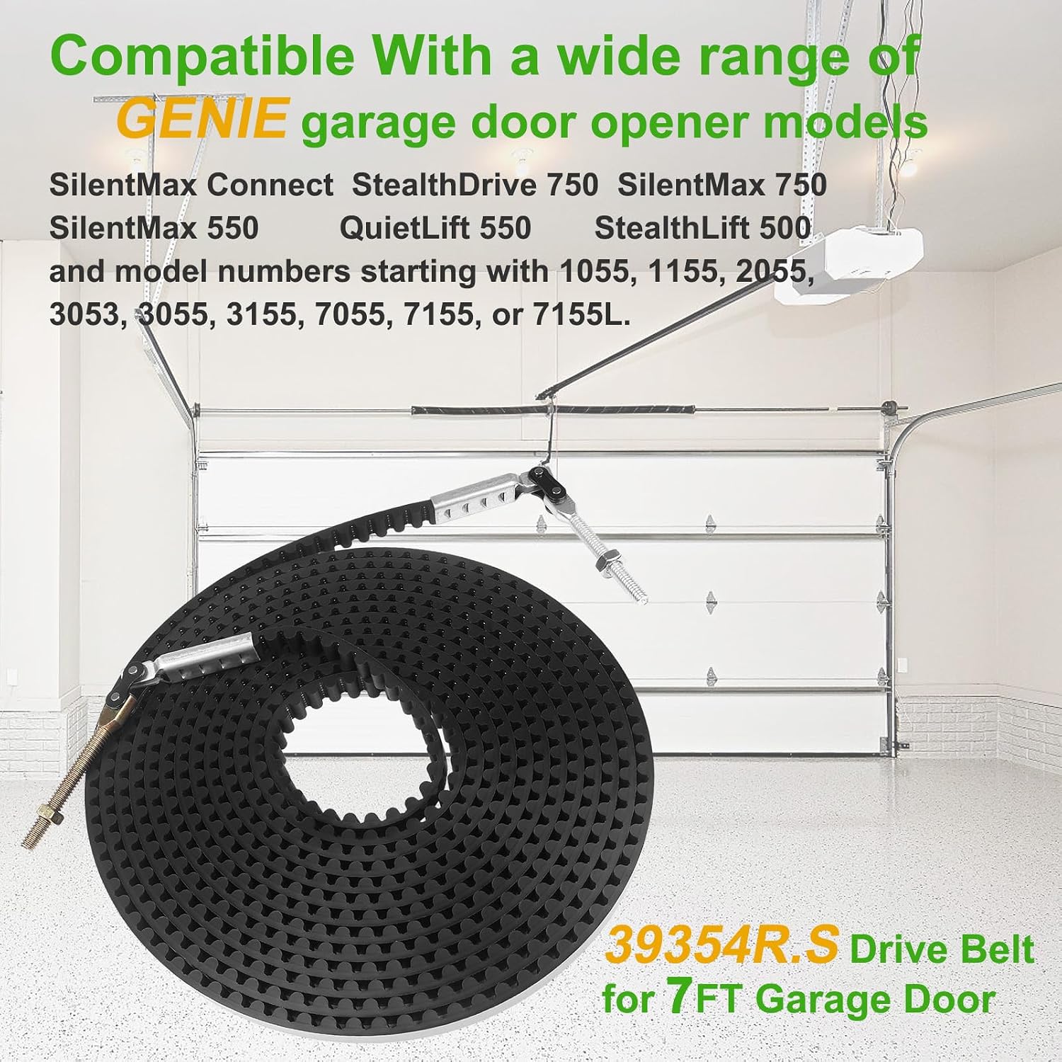 39354R.S Belt 223.7" Stable for 7 FT Genie Garage Door Opener 7055, 3055, 3053, 2055, 7155, SilentMax 550/750